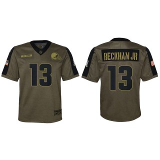 2021 Salute To Service Youth Browns Odell Beckham Jr Olive Game Jersey