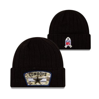 2021 Salute To Service Youth Cowboys Black Cuffed Knit Hat