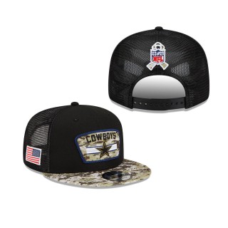 2021 Salute To Service Youth Cowboys Black Camo 9FIFTY Snapback Adjustable Hat