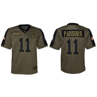 2021 Salute To Service Youth Cowboys Micah Parsons Olive Game Jersey