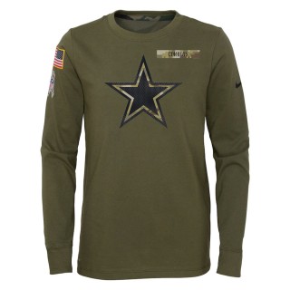 2021 Salute To Service Youth Cowboys Olive Long Sleeve T-Shirt