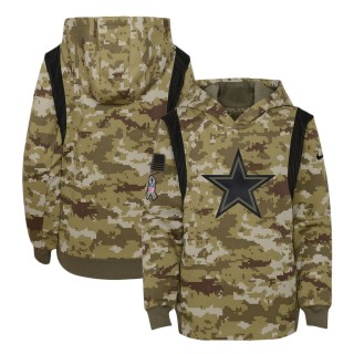 2021 Salute To Service Youth Cowboys Olive Therma Performance Pullover Hoodie