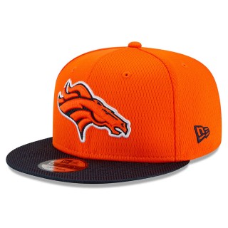 Youth Denver Broncos Orange Black 2021 NFL Sideline Road 9FIFTY Snapback Hat