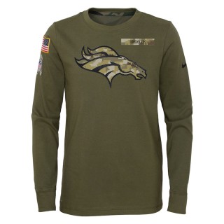 2021 Salute To Service Youth Broncos Olive Long Sleeve T-Shirt