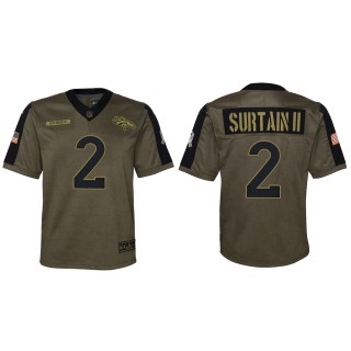 2021 Salute To Service Youth Broncos Patrick Surtain II Olive Game Jersey