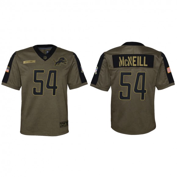 2021 Salute To Service Youth Lions Alim McNeill Olive Game Jersey