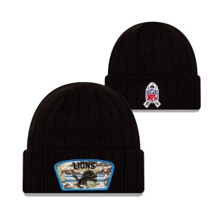 2021 Salute To Service Youth Lions Black Cuffed Knit Hat