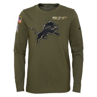 2021 Salute To Service Youth Lions Olive Long Sleeve T-Shirt