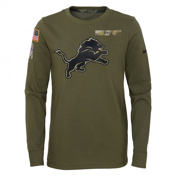 2021 Salute To Service Youth Lions Olive Long Sleeve T-Shirt
