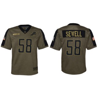 2021 Salute To Service Youth Lions Penei Sewell Olive Game Jersey