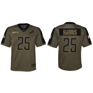 2021 Salute To Service Youth Lions Will Harris Olive Game Jersey
