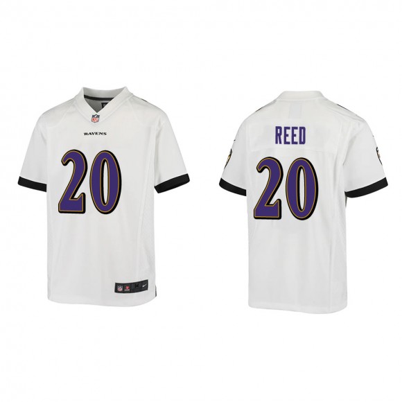 Youth Baltimore Ravens Ed Reed #20 White Game Jersey