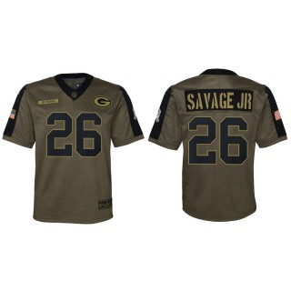 2021 Salute To Service Youth Packers Darnell Savage Jr. Olive Game Jersey