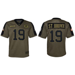 2021 Salute To Service Youth Packers Equanimeous St. Brown Olive Game Jersey