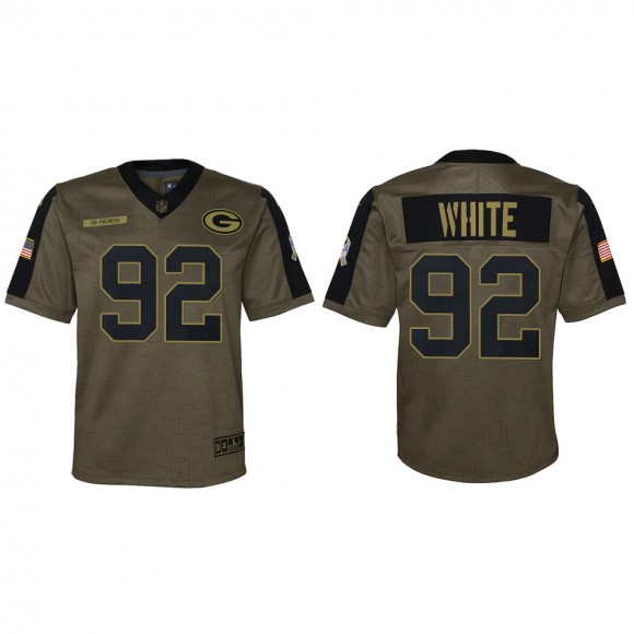 2021 Salute To Service Youth Packers Reggie White Olive Game Jersey
