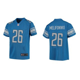 Youth Detroit Lions Ifeatu Melifonwu #26 Blue Game Jersey