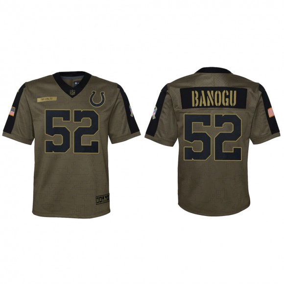 2021 Salute To Service Youth Colts Ben Banogu Olive Game Jersey