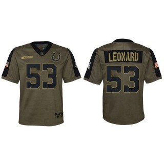 2021 Salute To Service Youth Colts Darius Leonard Olive Game Jersey