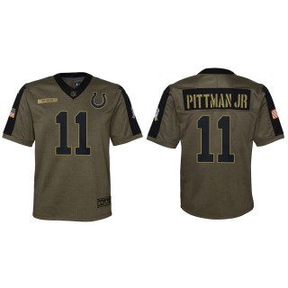 2021 Salute To Service Youth Colts Michael Pittman Jr. Olive Game Jersey