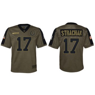 2021 Salute To Service Youth Colts Mike Strachan Olive Game Jersey