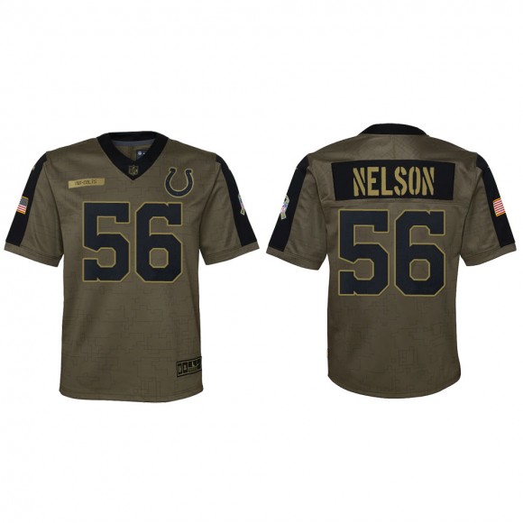 2021 Salute To Service Youth Colts Quenton Nelson Olive Game Jersey
