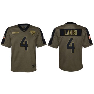 2021 Salute To Service Youth Jaguars Josh Lambo Olive Game Jersey