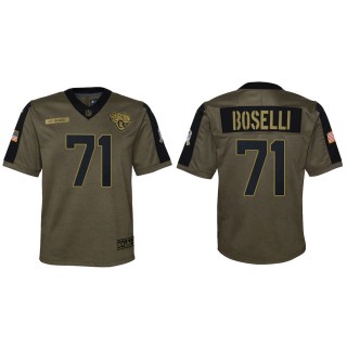 2021 Salute To Service Youth Jaguars Tony Boselli Olive Game Jersey