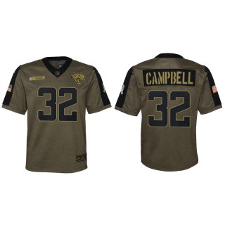 2021 Salute To Service Youth Jaguars Tyson Campbell Olive Game Jersey