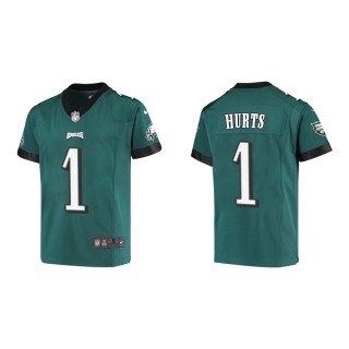 Youth Philadelphia Eagles Jalen Hurts #1 Midnight Green Game Jersey