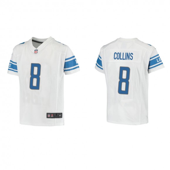 Youth Detroit Lions Jamie Collins #8 White Game Jersey