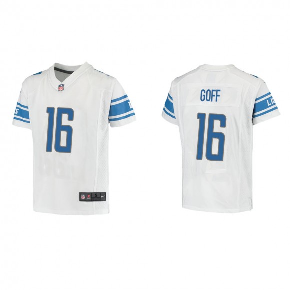 Youth Detroit Lions Jared Goff #16 White Game Jersey