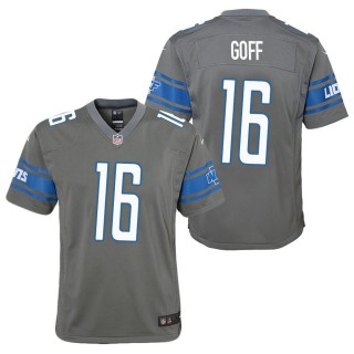 Youth Detroit Lions Jared Goff Steel Color Rush Game Jersey