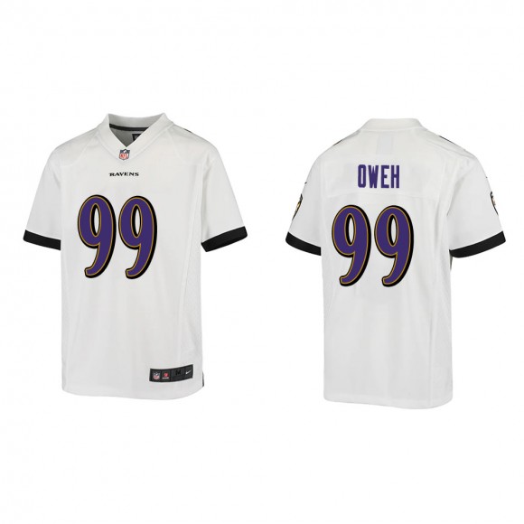 Youth Baltimore Ravens Jayson Oweh #99 White Game Jersey