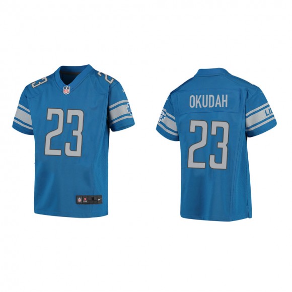 Youth Detroit Lions Jeff Okudah #23 Blue Game Jersey