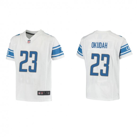 Youth Detroit Lions Jeff Okudah #23 White Game Jersey