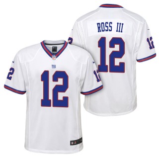 Youth New York Giants John Ross III White Color Rush Game Jersey