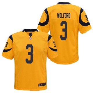 Youth Los Angeles Rams John Wolford Gold Color Rush Game Jersey