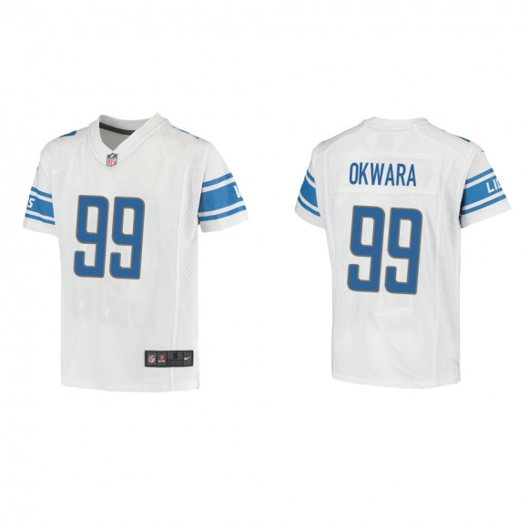 Youth Detroit Lions Julian Okwara #99 White Game Jersey