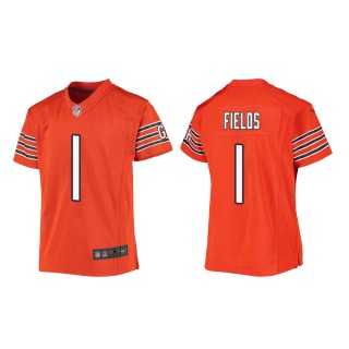 Youth Chicago Bears Justin Fields #1 Orange Game Jersey