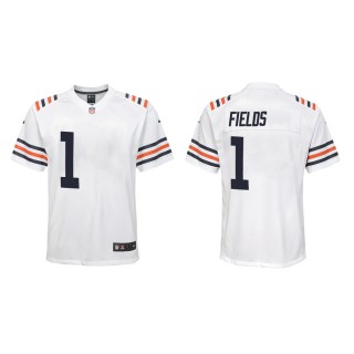 Youth Chicago Bears Justin Fields #1 White Classic Game Jersey