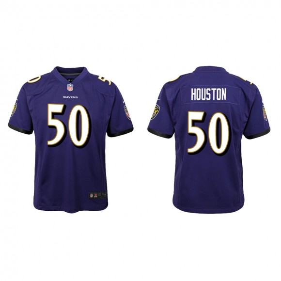 Youth Baltimore Ravens Justin Houston #50 Purple Game Jersey