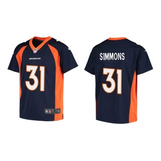 Youth Denver Broncos Justin Simmons #31 Navy Game Jersey