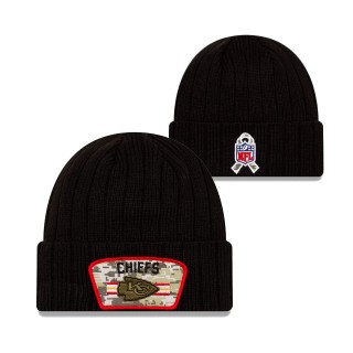 2021 Salute To Service Youth Chiefs Black Cuffed Knit Hat
