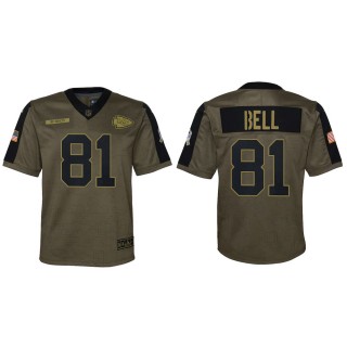 2021 Salute To Service Youth Chiefs Blake Bell Olive Game Jersey