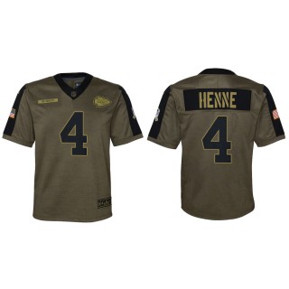 2021 Salute To Service Youth Chiefs Chad Henne Olive Game Jersey