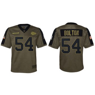 2021 Salute To Service Youth Chiefs Nick Bolton Olive Game Jersey