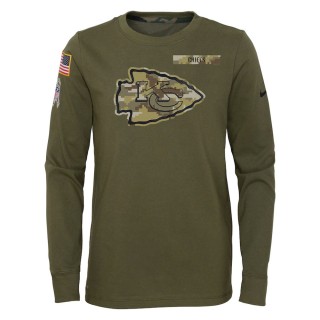 2021 Salute To Service Youth Chiefs Olive Long Sleeve T-Shirt