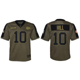 2021 Salute To Service Youth Chiefs Tyreek Hill Olive Game Jersey