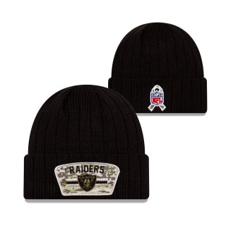 2021 Salute To Service Youth Raiders Black Cuffed Knit Hat