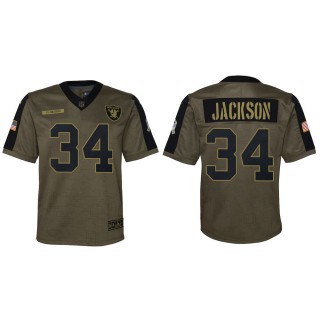 2021 Salute To Service Youth Raiders Bo Jackson Olive Game Jersey
